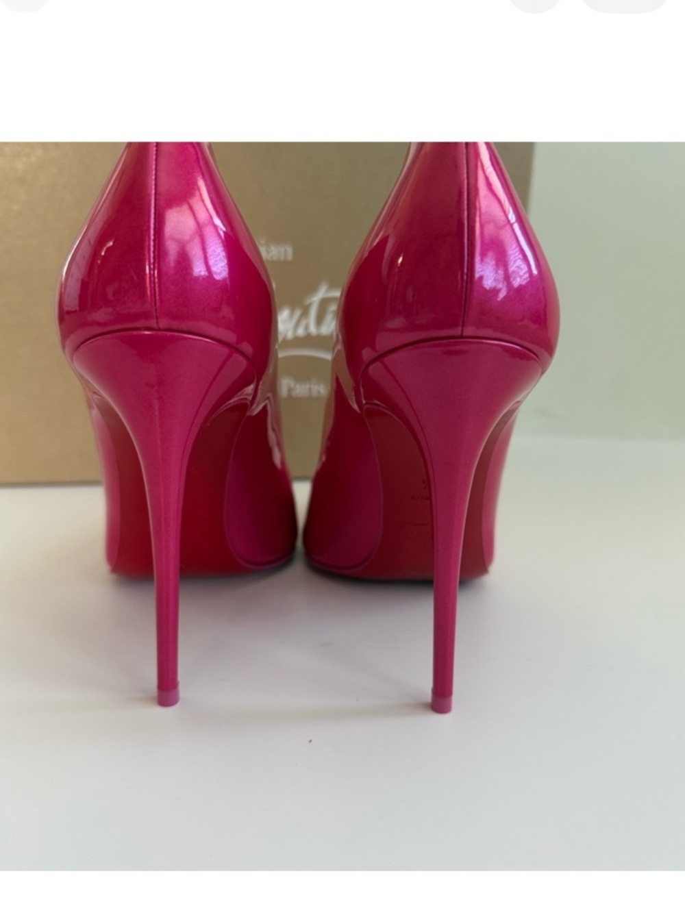 Brand New Christian Louboutin Hot Chick 100 Pink Patent Heels 7 37.5 “pin up” - Picture 3 of 7